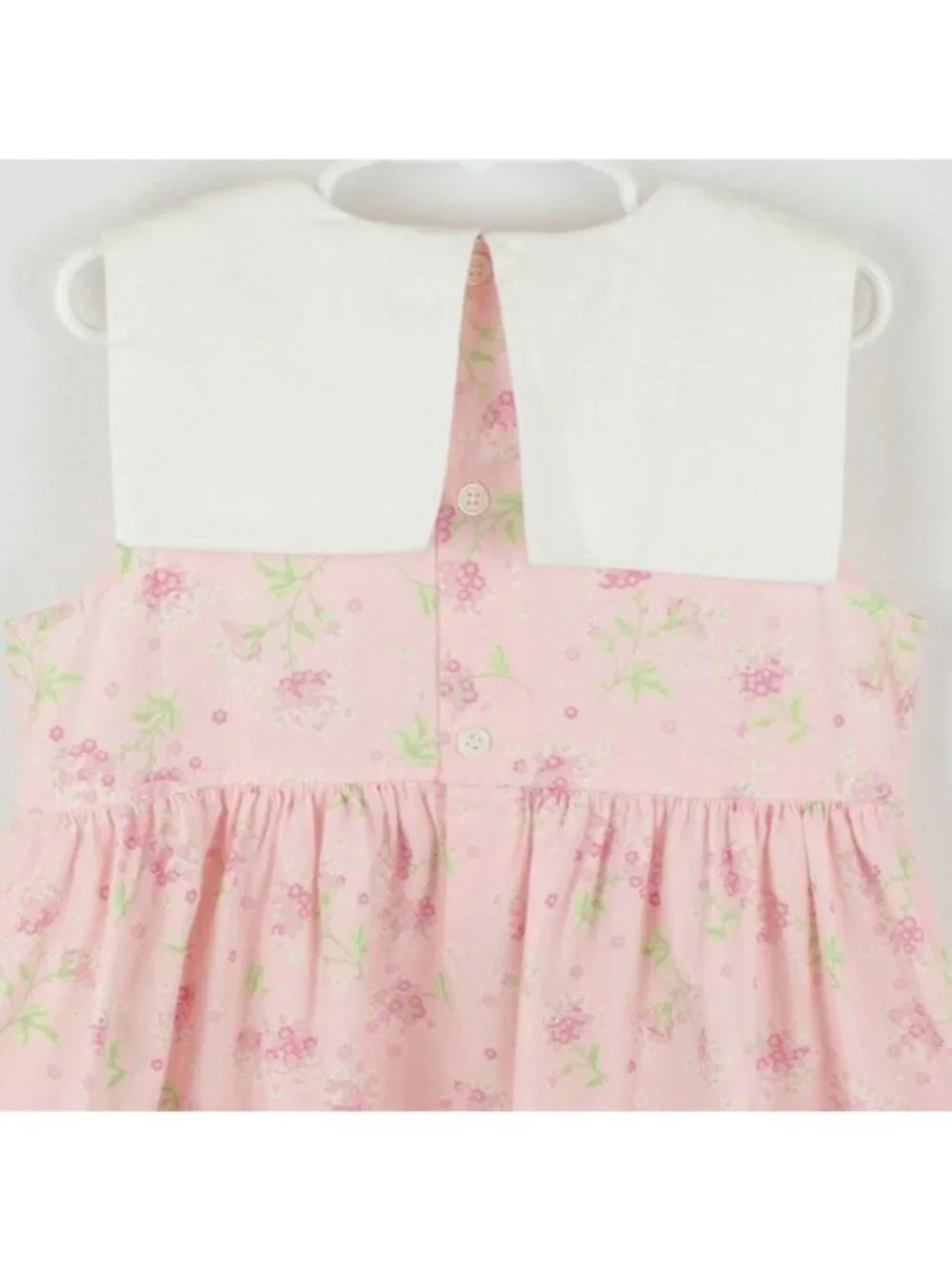 Baby Togs Vintage Girls Size 6X Pink Floral Woven Cotton Sleeveless Sun Dress